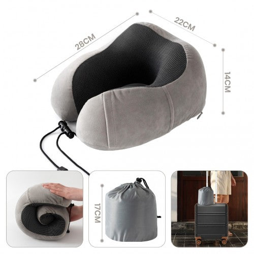 Kono 19 Inch Streamlined ABS Cabin Size Carry-on Suitcase 2 Piece Travel Set with Memory Foam Neck Pillow - Grey