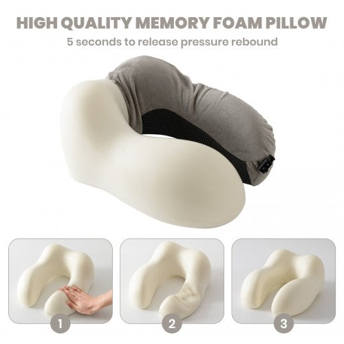 Kono 19 Inch Streamlined ABS Cabin Size Carry-on Suitcase 2 Piece Travel Set with Memory Foam Neck Pillow - Grey