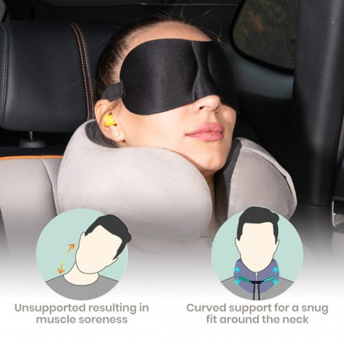 Kono 19 Inch Streamlined ABS Cabin Size Carry-on Suitcase 2 Piece Travel Set with Memory Foam Neck Pillow - Grey