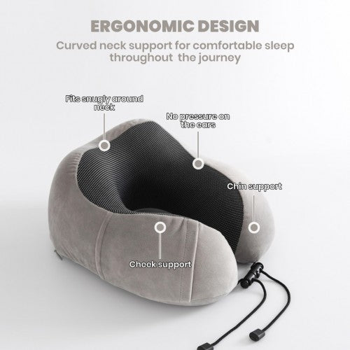 Kono 19 Inch Streamlined ABS Cabin Size Carry-on Suitcase 2 Piece Travel Set with Memory Foam Neck Pillow - Grey