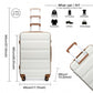 Kono 24 Inch Check In Luggage - Streamlined Abs Hardshell Suitcase With Secure TSA Lock - Cream