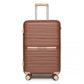 British Traveller 20 Inch Multi-Texture Polypropylene Hard Shell Suitcase With TSA Lock - Brown / Apricot