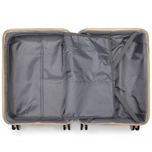 British Traveller 20 Inch Multi-Texture Polypropylene Hard Shell Suitcase With TSA Lock - Brown / Apricot