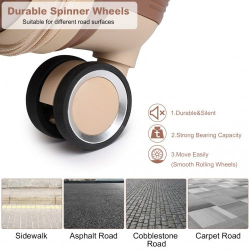 British Traveller 20 Inch Multi-Texture Polypropylene Hard Shell Suitcase With TSA Lock - Brown / Apricot