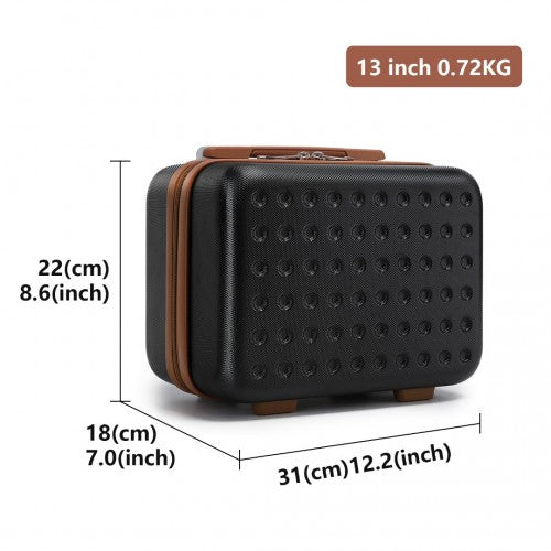 Kono 20 Inch Abs Carry On Cabin Suitcase 4 Piece Travel Set Included Vanity Case And Weekend Bag And Toiletry Bag - Black