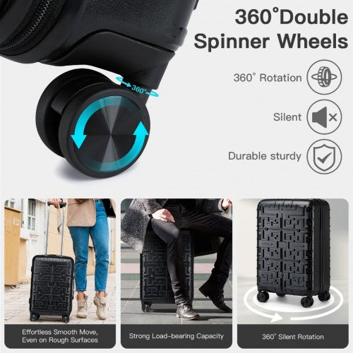 Supercase Stylish 20 Inch Carry-On Polypropylene Hardshell Suitcase With Maze Pattern - Black