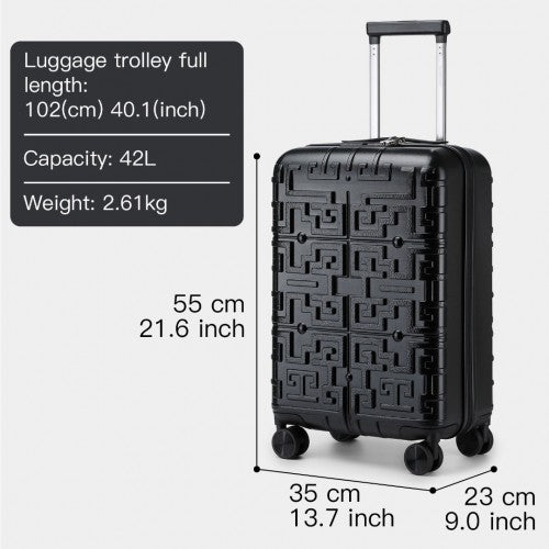 Supercase Stylish 20 Inch Carry-On Polypropylene Hardshell Suitcase With Maze Pattern - Black