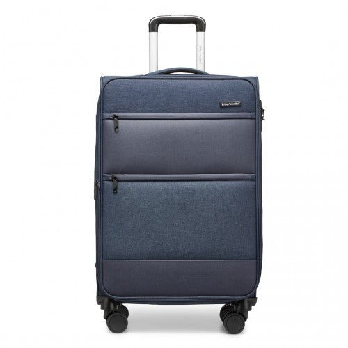 British Traveller 24 Inch Lightweight Soft Shell Expandable Suitcase With TSA Lock - Navy