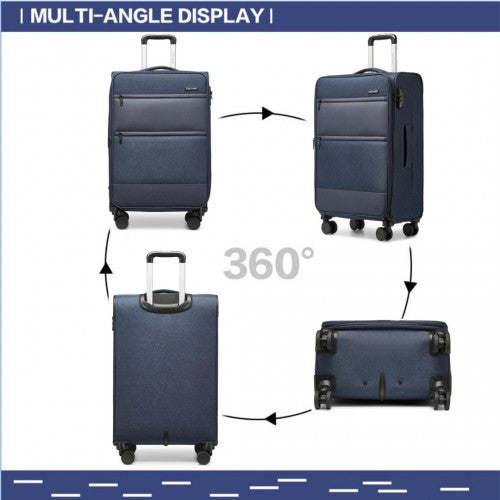 British Traveller 24 Inch Lightweight Soft Shell Expandable Suitcase With TSA Lock - Navy