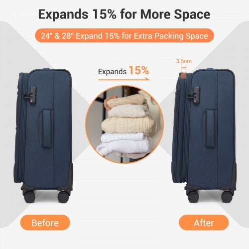 British Traveller Sleek Tough 28 Inch Travel Soft-Shell Suitcase with Silent TPE Spinners, TSA Security and Expandable Capacity