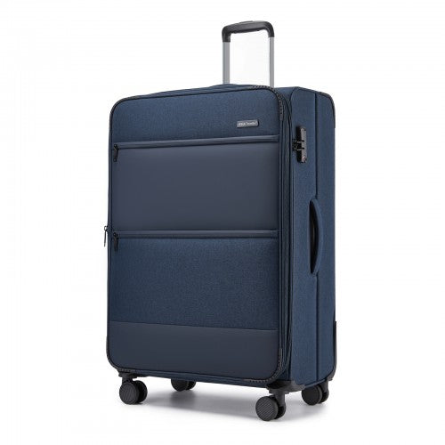 British Traveller Sleek Tough 28 Inch Travel Soft-Shell Suitcase with Silent TPE Spinners, TSA Security and Expandable Capacity