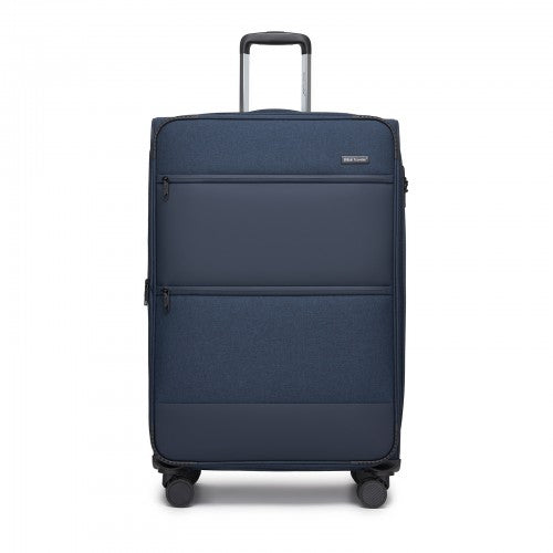 British Traveller Sleek Tough 28 Inch Travel Soft-Shell Suitcase with Silent TPE Spinners, TSA Security and Expandable Capacity