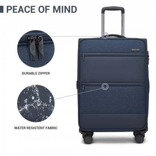 British Traveller Sleek Tough 24 Inch Travel Soft-Shell Suitcase with Silent TPE Spinners, TSA Security and Expandable Capacity
