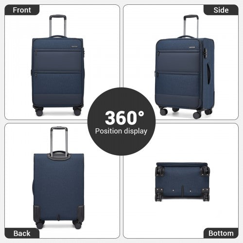 British Traveller Sleek Tough 24 Inch Travel Soft-Shell Suitcase with Silent TPE Spinners, TSA Security and Expandable Capacity