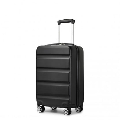 Kono 19 Inch Stylish Horizontal Engraved Hard Shell ABS+PC Cabin Carry-On Suitcase with TSA Lock - Black