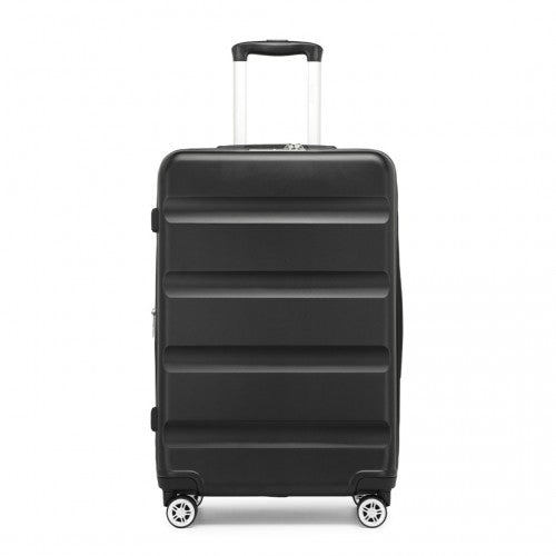 Kono 24 Inch Expandable Horizontal Engraved Hard Shell ABS+PC Check-In Suitcase with TSA Lock - Black