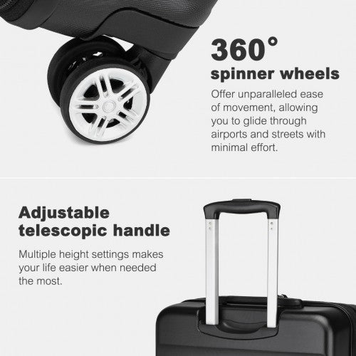 Kono 24 Inch Expandable Horizontal Engraved Hard Shell ABS+PC Check-In Suitcase with TSA Lock - Black