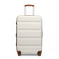 Kono 24 Inch Expandable Horizontal Engraved Hard Shell ABS+PC Check-In Suitcase with TSA Lock - Cream