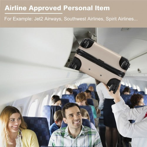 Kono 19 Inch Stylish Horizontal Engraved Hard Shell ABS+PC Cabin Carry-On Suitcase with TSA Lock - Gold