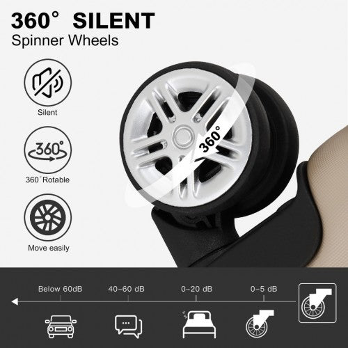 Kono 19 Inch Stylish Horizontal Engraved Hard Shell ABS+PC Cabin Carry-On Suitcase with TSA Lock - Gold