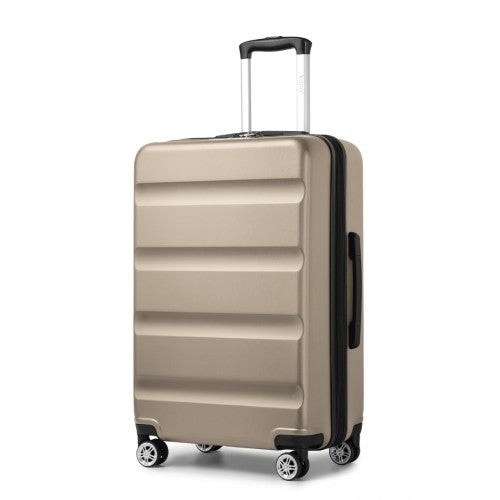 Kono 24 Inch Expandable Horizontal Engraved Hard Shell ABS+PC Check-In Suitcase with TSA Lock - Gold