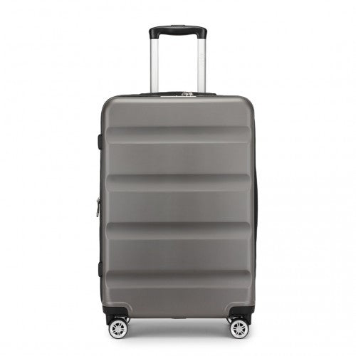 Kono 24 Inch Expandable Horizontal Engraved Hard Shell ABS+PC Check-In Suitcase with TSA Lock - Grey