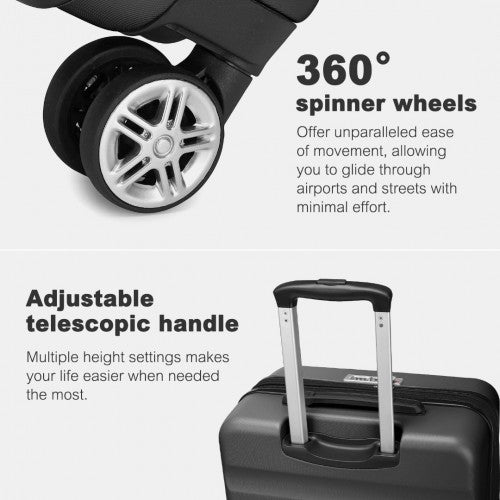 Kono 24 Inch Expandable Horizontal Engraved Hard Shell ABS+PC Check-In Suitcase with TSA Lock - Grey