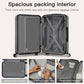 Kono 24 Inch Expandable Horizontal Engraved Hard Shell ABS+PC Check-In Suitcase with TSA Lock - Grey