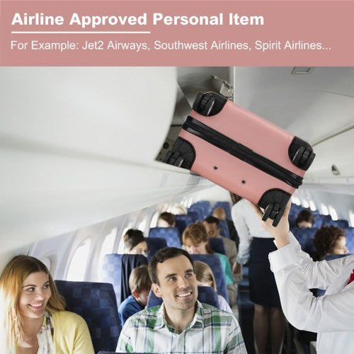 Kono 19 Inch Stylish Horizontal Engraved Hard Shell ABS+PC Cabin Carry-On Suitcase with TSA Lock - Nude