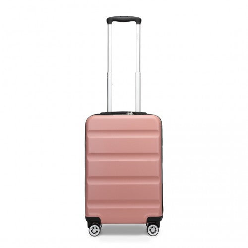 Kono 19 Inch Stylish Horizontal Engraved Hard Shell ABS+PC Cabin Carry-On Suitcase with TSA Lock - Nude