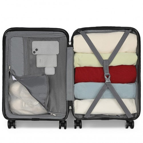 Kono 19 Inch Stylish Horizontal Engraved Hard Shell ABS+PC Cabin Carry-On Suitcase with TSA Lock - Nude