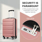 Kono 19 Inch Stylish Horizontal Engraved Hard Shell ABS+PC Cabin Carry-On Suitcase with TSA Lock - Nude