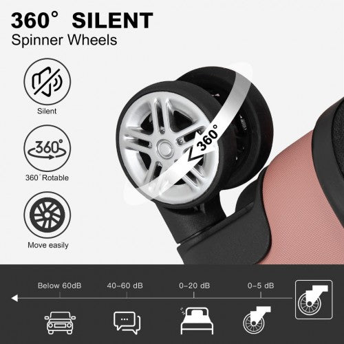 Kono 19 Inch Stylish Horizontal Engraved Hard Shell ABS+PC Cabin Carry-On Suitcase with TSA Lock - Nude