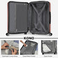 Kono 3-Piece Horizontal Engraved Hard Shell ABS+PC Suitcase with TSA Lock - Nude