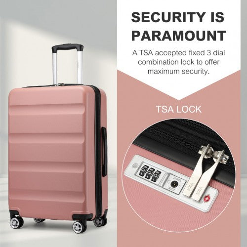 Kono 3-Piece Horizontal Engraved Hard Shell ABS+PC Suitcase with TSA Lock - Nude