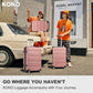 Kono 3-Piece Horizontal Engraved Hard Shell ABS+PC Suitcase with TSA Lock - Nude