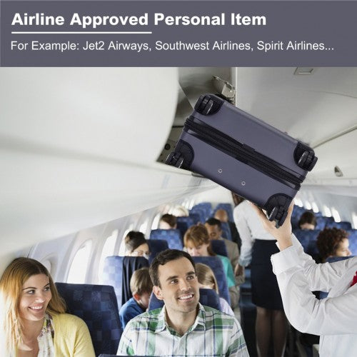 Kono 19 Inch Stylish Horizontal Engraved Hard Shell ABS+PC Cabin Carry-On Suitcase with TSA Lock - Navy