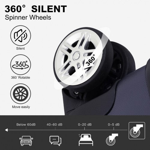 Kono 19 Inch Stylish Horizontal Engraved Hard Shell ABS+PC Cabin Carry-On Suitcase with TSA Lock - Navy