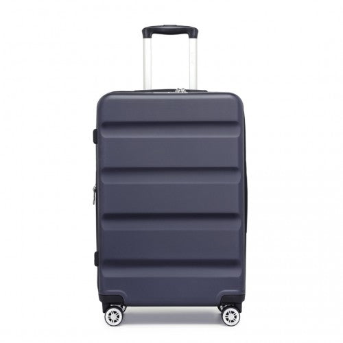 Kono 24 Inch Expandable Horizontal Engraved Hard Shell ABS+PC Check-In Suitcase with TSA Lock - Navy