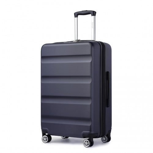 Kono 24 Inch Expandable Horizontal Engraved Hard Shell ABS+PC Check-In Suitcase with TSA Lock - Navy