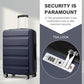Kono 24 Inch Expandable Horizontal Engraved Hard Shell ABS+PC Check-In Suitcase with TSA Lock - Navy