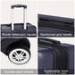 Kono 24 Inch Expandable Horizontal Engraved Hard Shell ABS+PC Check-In Suitcase with TSA Lock - Navy