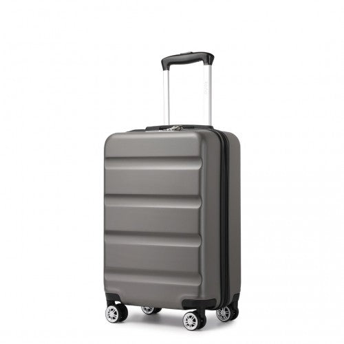 Kono 19 Inch Stylish Horizontal Engraved Hard Shell ABS+PC Cabin Carry-On Suitcase with TSA Lock - Grey