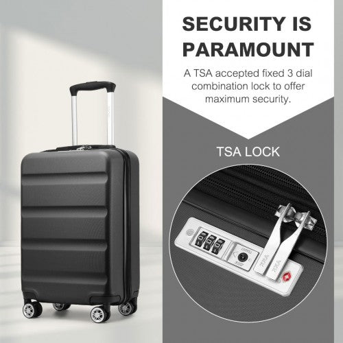 Kono 19 Inch Stylish Horizontal Engraved Hard Shell ABS+PC Cabin Carry-On Suitcase with TSA Lock - Grey