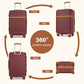Kono 24 Inch Expandable Lightweight Hard Shell ABS+PC Check-In Suitcase with TSA Lock Ideal for Extended Trips and Secure Travel - Burgundy And Brown