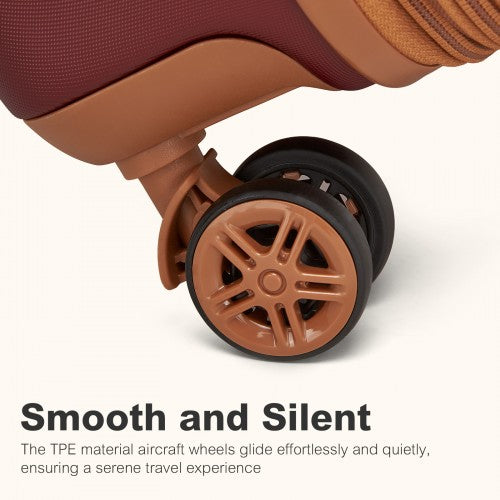 Kono 24 Inch Expandable Lightweight Hard Shell ABS+PC Check-In Suitcase with TSA Lock Ideal for Extended Trips and Secure Travel - Burgundy And Brown