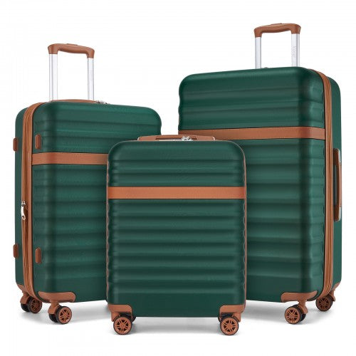 Kono 3-Piece Expandable Luggage Set 20"/24"/28" Durable Hard Shell ABS+PC Suitcases with TSA Lock for Secure Travel