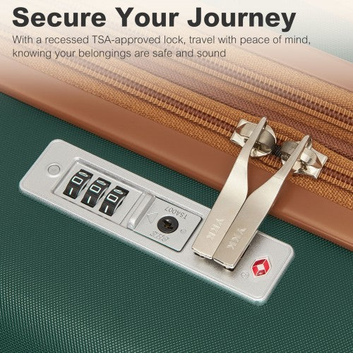 Kono 24 Inch Expandable Lightweight Hard Shell ABS+PC Check-In Suitcase with TSA Lock Ideal for Extended Trips and Secure Travel - Green And Brown