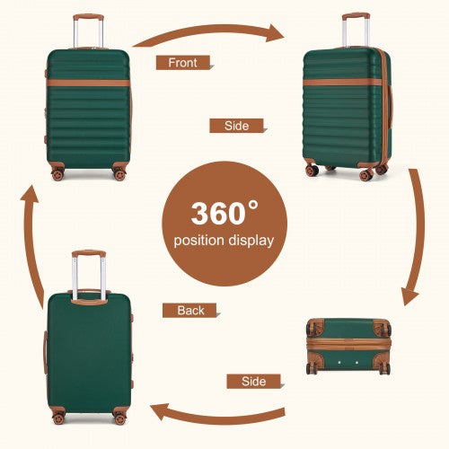 Kono 24 Inch Expandable Lightweight Hard Shell ABS+PC Check-In Suitcase with TSA Lock Ideal for Extended Trips and Secure Travel - Green And Brown