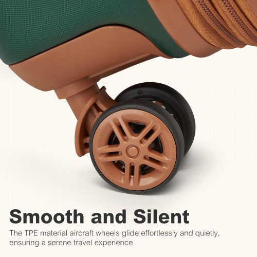 Kono 24 Inch Expandable Lightweight Hard Shell ABS+PC Check-In Suitcase with TSA Lock Ideal for Extended Trips and Secure Travel - Green And Brown